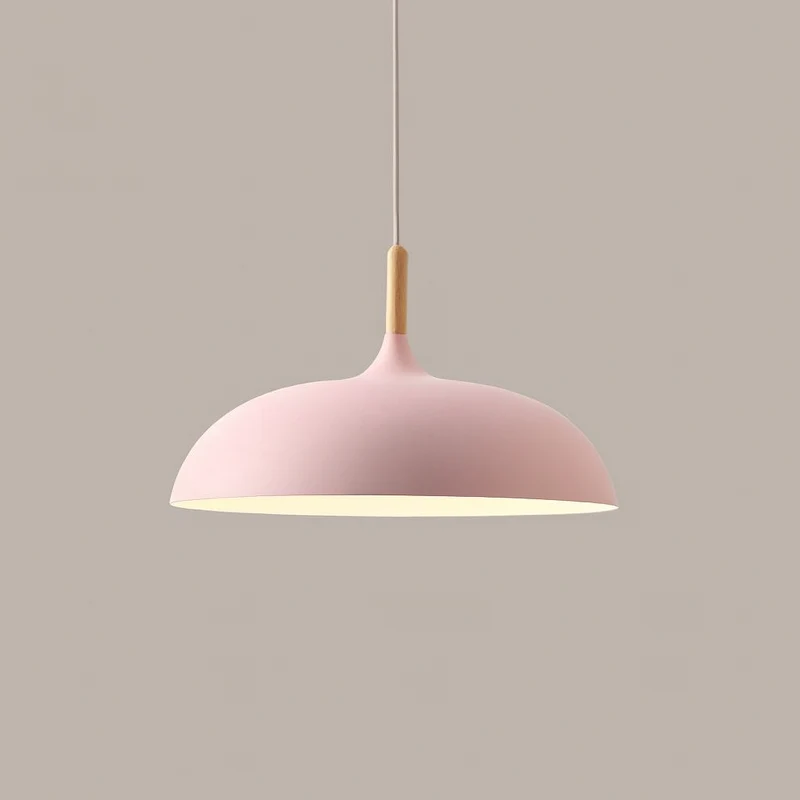 Hanglamp Pastel Aluminium Hout Retro Koepel Bol E27 Kinderkamer Woonkamer | Sansoti