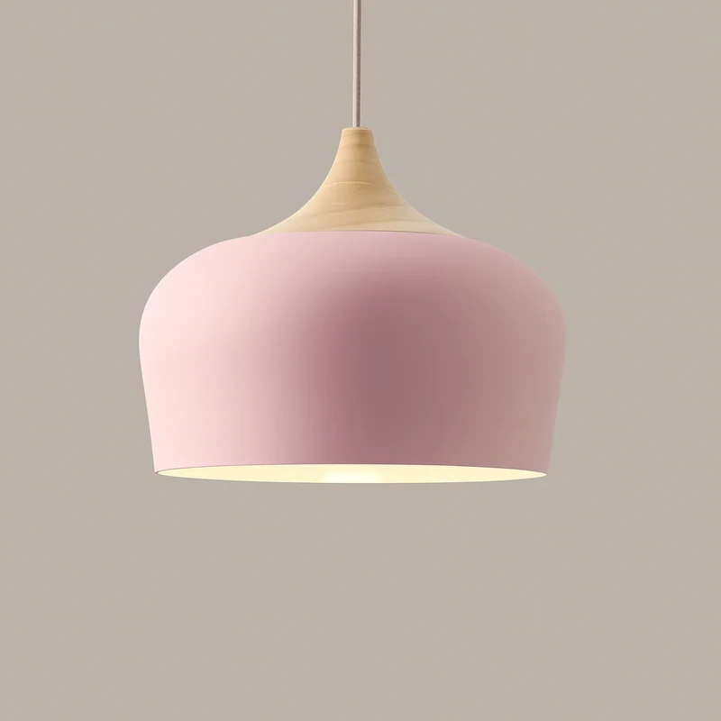 Hanglamp Pastel Aluminium Hout Retro Koepel Bol E27 Kinderkamer Woonkamer | Sansoti