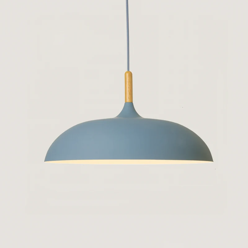 Hanglamp Pastel Aluminium Hout Retro Koepel Bol E27 Kinderkamer Woonkamer | Sansoti