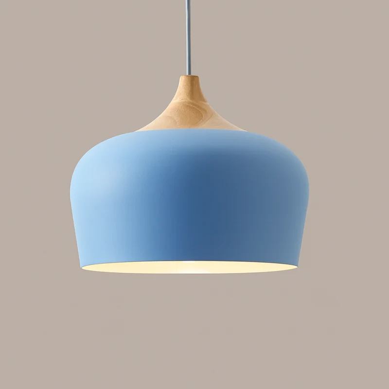 Hanglamp Pastel Aluminium Hout Retro Koepel Bol E27 Kinderkamer Woonkamer | Sansoti