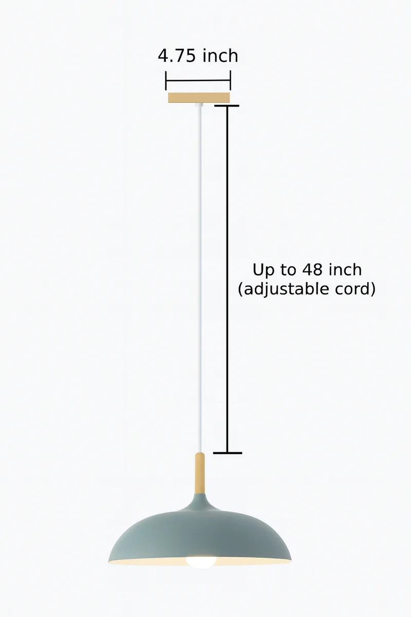 Hanglamp Pastel Aluminium Hout Retro Koepel Bol E27 Kinderkamer Woonkamer | Sansoti