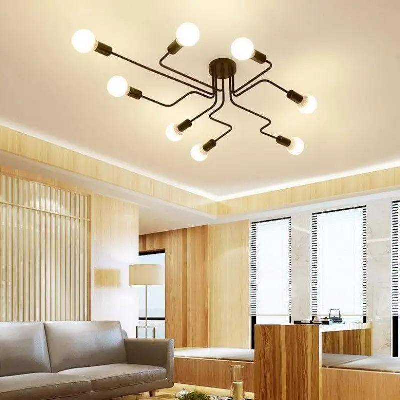 Plafondlamp LED Design Zwart Aluminium 8-Lichts Warm Wit Woonkamer Eetkamer Modern | Sansoti