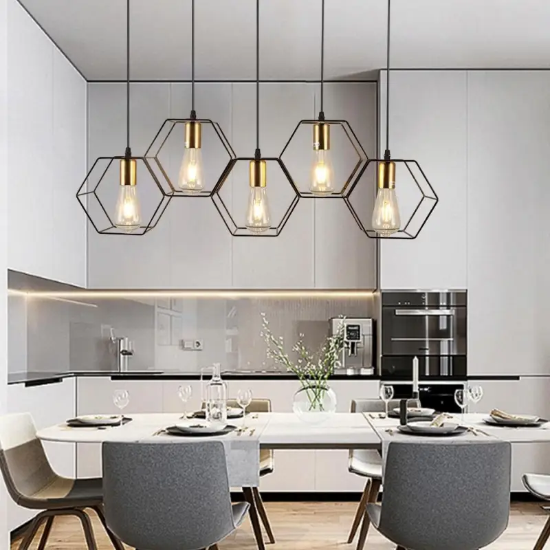 Hanglamp Industrieel Metaal Zwart 35-Lichts Honingraat Hexagon G9 LED Eetkamer Loft | Sansoti