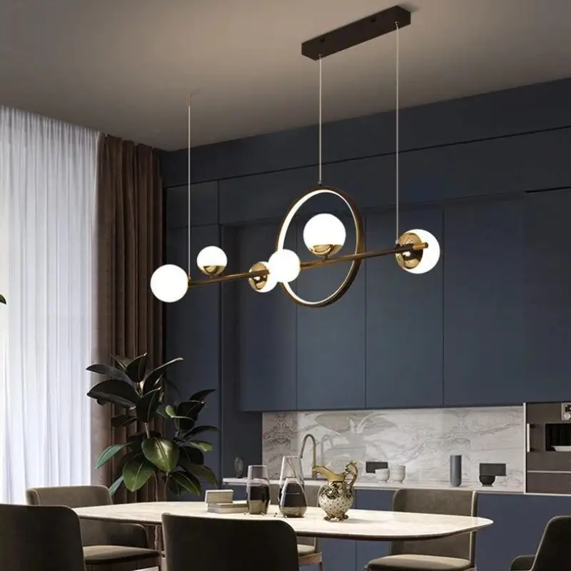 Hanglamp Bol Zwart LED Dimbaar G9 6-Lichts Scandinavisch Woonkamer Eetkamer Modern | Sansoti