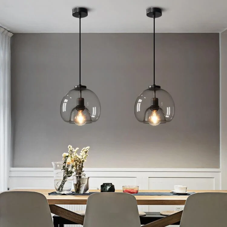 Hanglamp Rookglas Bol E27 25cm Eetkamer Slaapkamer Bar Industrieel Glazen Pendellamp Smoke Grijs Plafondlamp | Sansoti