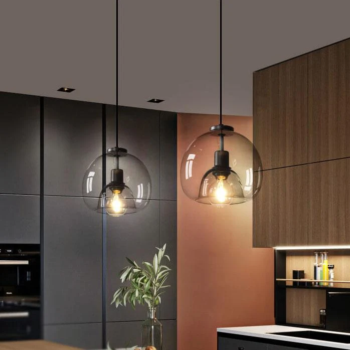 Hanglamp Rookglas Bol E27 25cm Eetkamer Slaapkamer Bar Industrieel Glazen Pendellamp Smoke Grijs Plafondlamp | Sansoti