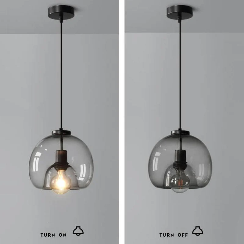 Hanglamp Rookglas Bol E27 25cm Eetkamer Slaapkamer Bar Industrieel Glazen Pendellamp Smoke Grijs Plafondlamp | Sansoti
