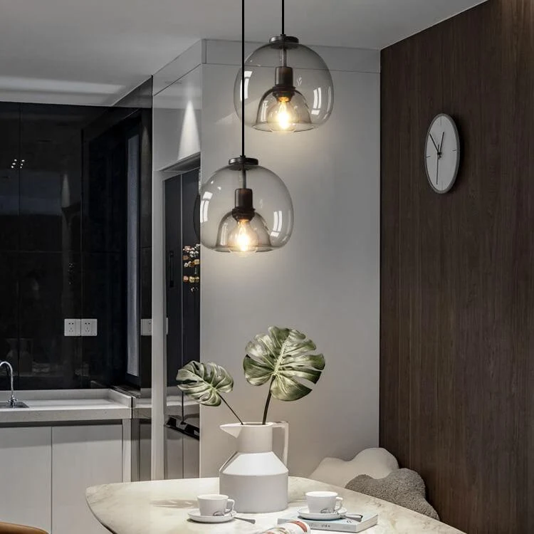 Hanglamp Rookglas Bol E27 25cm Eetkamer Slaapkamer Bar Industrieel Glazen Pendellamp Smoke Grijs Plafondlamp | Sansoti