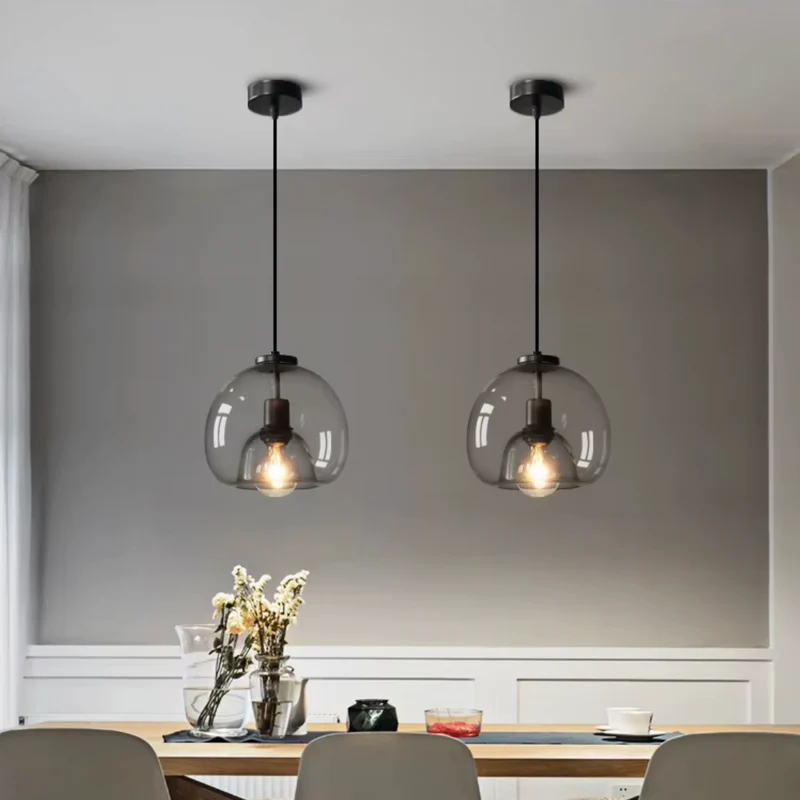 Hanglamp Rookglas Bol E27 25cm Eetkamer Slaapkamer Bar Industrieel Glazen Pendellamp Smoke Grijs Plafondlamp | Sansoti