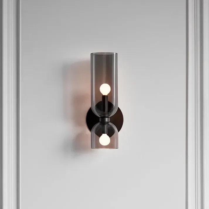Wandlamp Glas Goud Dubbele Kap 35cm E14 Hal Woonkamer Slaapkamer Modern Stijlvol | Sansoti