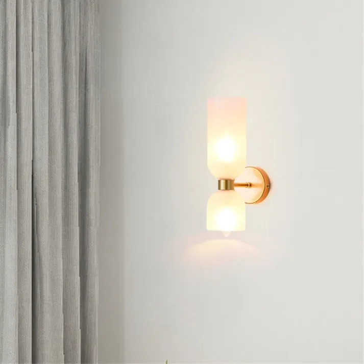 Wandlamp Glas Goud Dubbele Kap 35cm E14 Hal Woonkamer Slaapkamer Modern Stijlvol | Sansoti