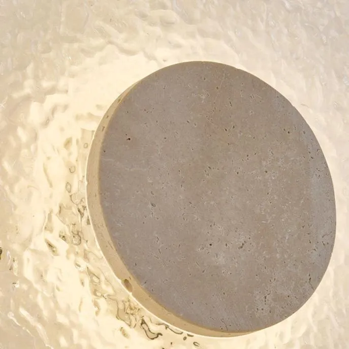 Wandlamp Travertijn Acryl Rond LED Minimalistisch Japandi Ø30 Slaapkamer Hal | Sansoti
