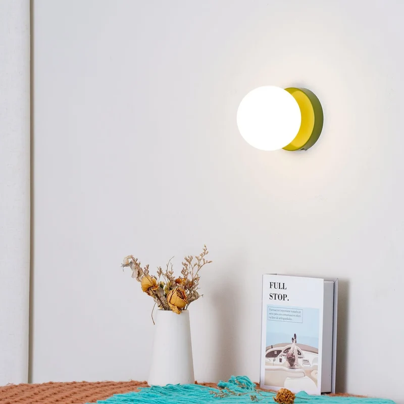Wandlamp Glas Rond Nordisch Minimalistisch G9 LED Zwart Wit Groen Slaapkamer | Sansoti