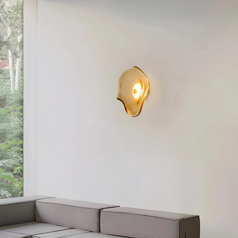 Wandlamp Gebogen Glas LED Sculpturaal Nordisch Goud Zwart 25cm Woonkamer Slaapkamer | Sansoti