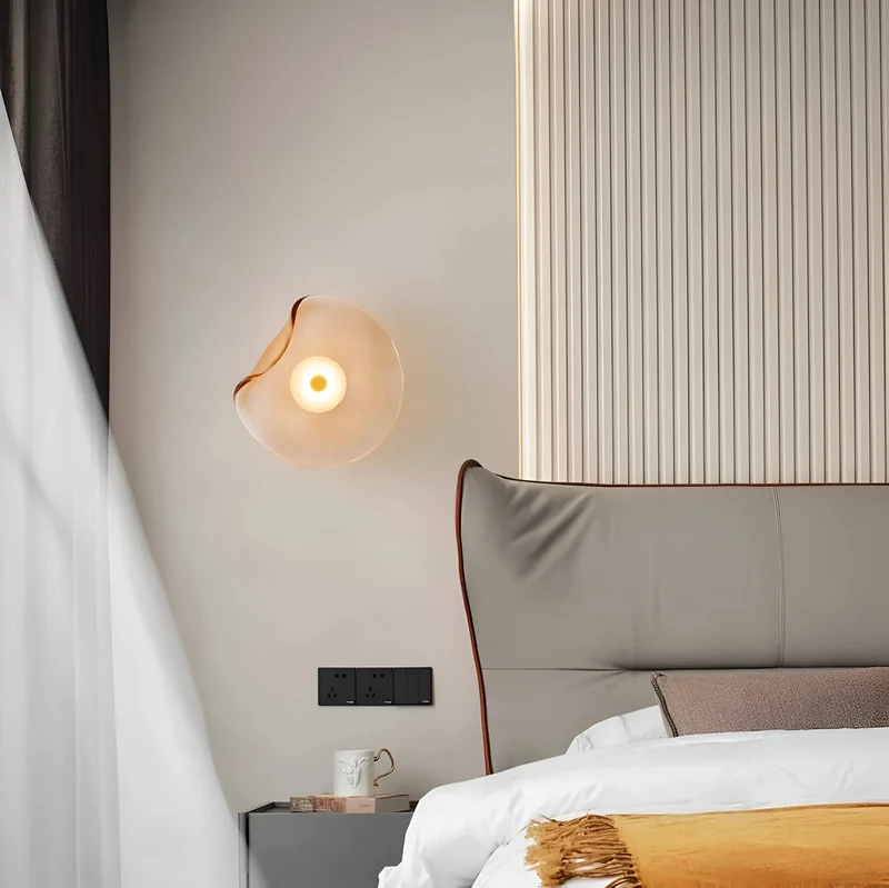 Wandlamp Gebogen Glas LED Sculpturaal Nordisch Goud Zwart 25cm Woonkamer Slaapkamer | Sansoti