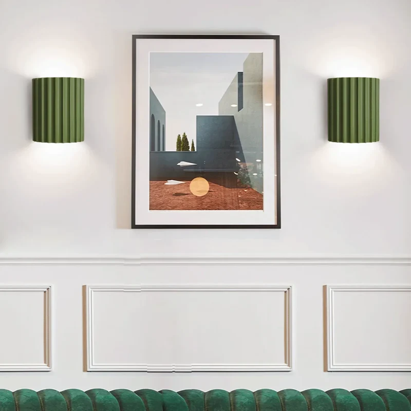 Wandlamp Resin Sculptuur Golvend Nordisch Wit Groen Grijs Slaapkamer Hal | Sansoti