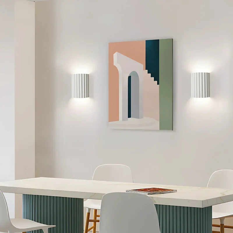 Wandlamp Resin Sculptuur Golvend Nordisch Wit Groen Grijs Slaapkamer Hal | Sansoti