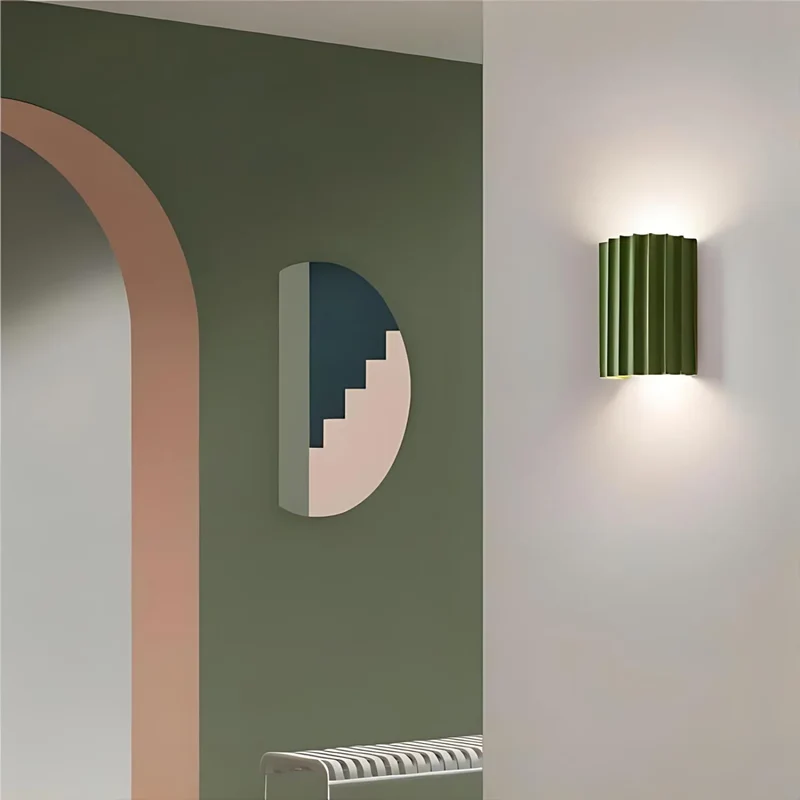 Wandlamp Resin Sculptuur Golvend Nordisch Wit Groen Grijs Slaapkamer Hal | Sansoti