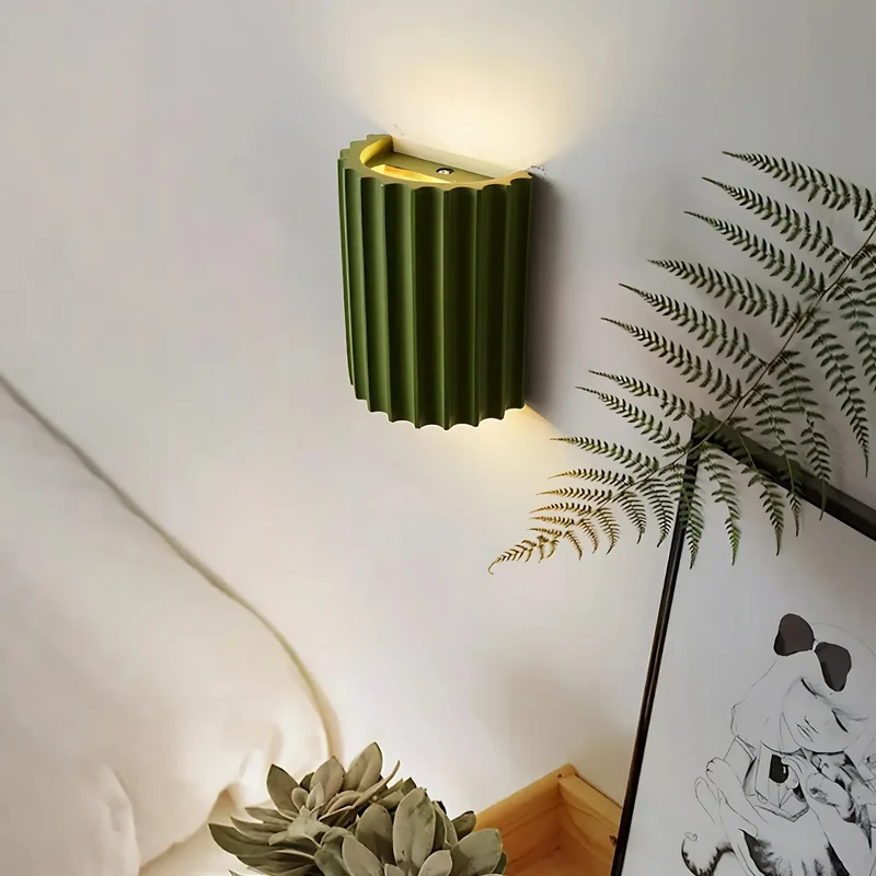 Wandlamp Resin Sculptuur Golvend Nordisch Wit Groen Grijs Slaapkamer Hal | Sansoti