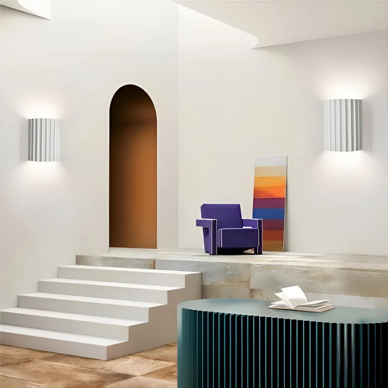 Wandlamp Resin Sculptuur Golvend Nordisch Wit Groen Grijs Slaapkamer Hal | Sansoti