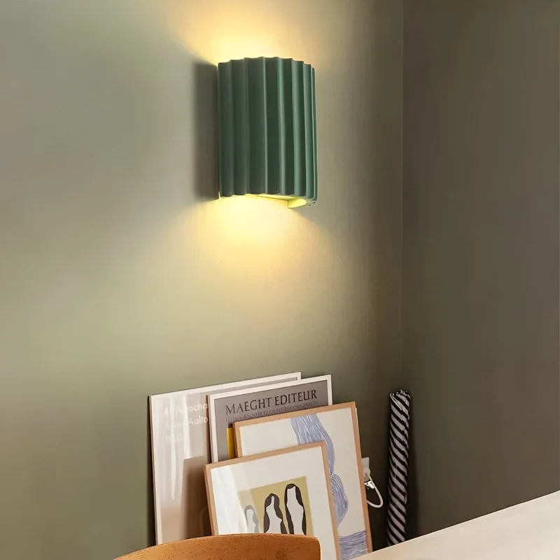 Wandlamp Resin Sculptuur Golvend Nordisch Wit Groen Grijs Slaapkamer Hal | Sansoti
