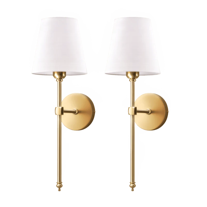 Wandlamp Set 2 Stuks Metaal Stoffen Kap 51cm Slaapkamer Hal Hotel Chique | Sansoti