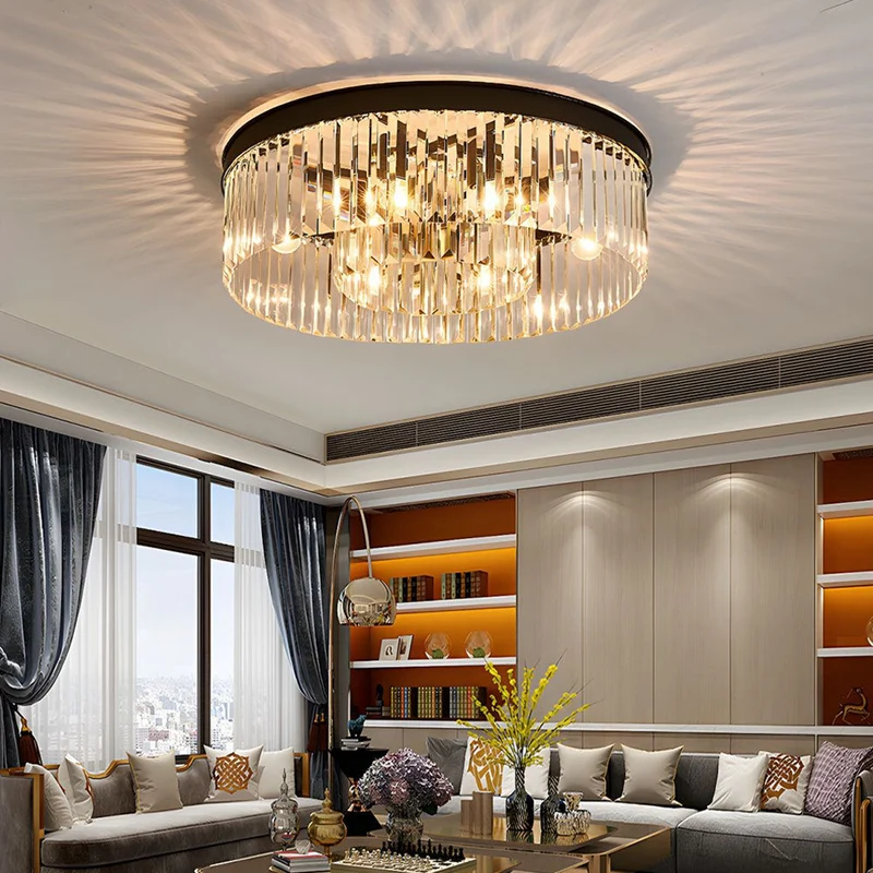 Plafondlamp kristal 40 cm goud 4x E14 woonkamer hal slaapkamer luxe plafondverlichting moderne kristallen lamp | Sansoti