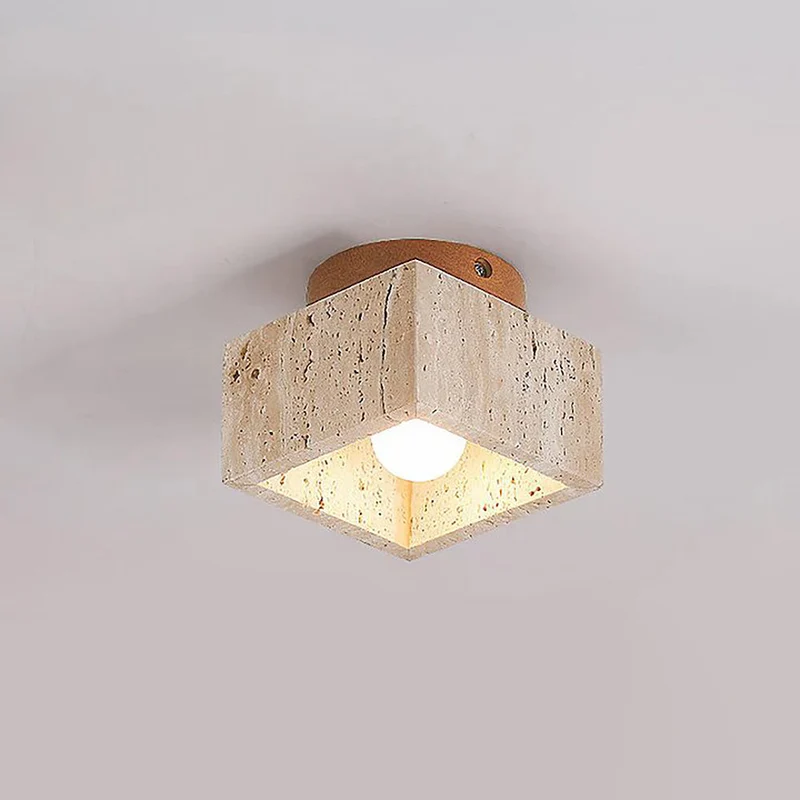Cilestic Plafondlamp Travertin Hout E27/E26 Beige Hal Slaapkamer Woonkamer Scandinavisch Modern Design Natuurlijke Plafondverlichting | Sansoti