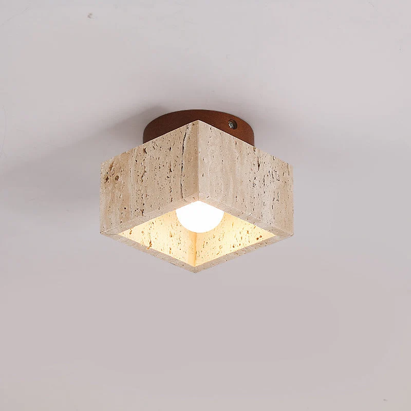 Cilestic Plafondlamp Travertin Hout E27/E26 Beige Hal Slaapkamer Woonkamer Scandinavisch Modern Design Natuurlijke Plafondverlichting | Sansoti
