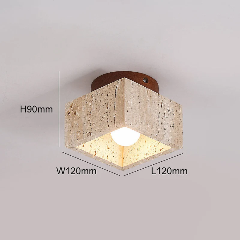 Cilestic Plafondlamp Travertin Hout E27/E26 Beige Hal Slaapkamer Woonkamer Scandinavisch Modern Design Natuurlijke Plafondverlichting | Sansoti
