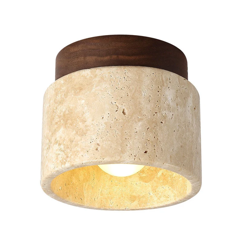 Cilestic Plafondlamp Travertin Hout E27/E26 Beige Hal Slaapkamer Woonkamer Scandinavisch Modern Design Natuurlijke Plafondverlichting | Sansoti