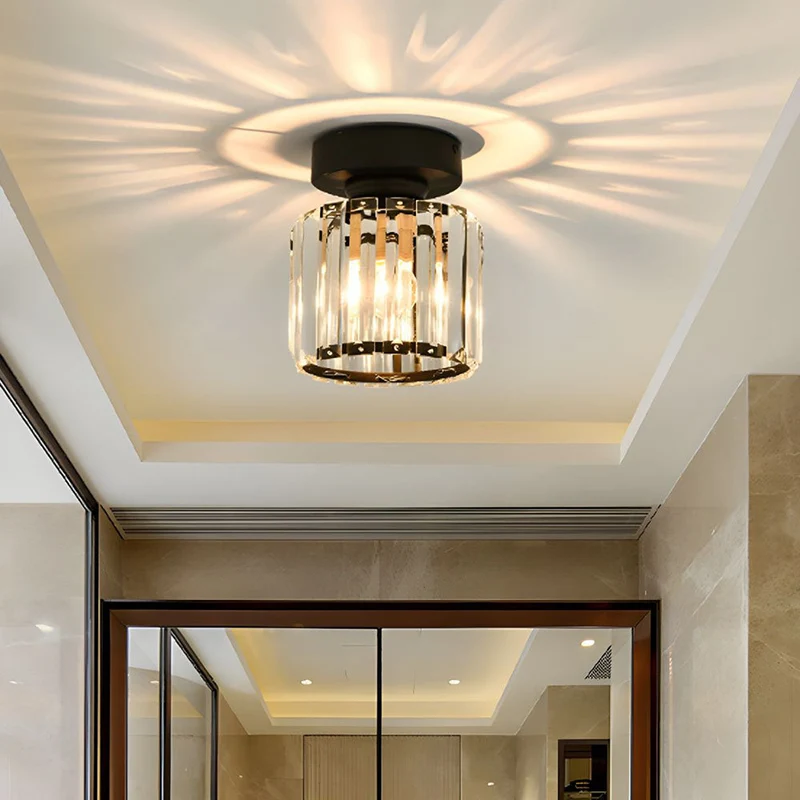 Kilon plafondlamp kristal kubus messing plafond hal woonkamer slaapkamer moderne verlichting compact | Sansoti