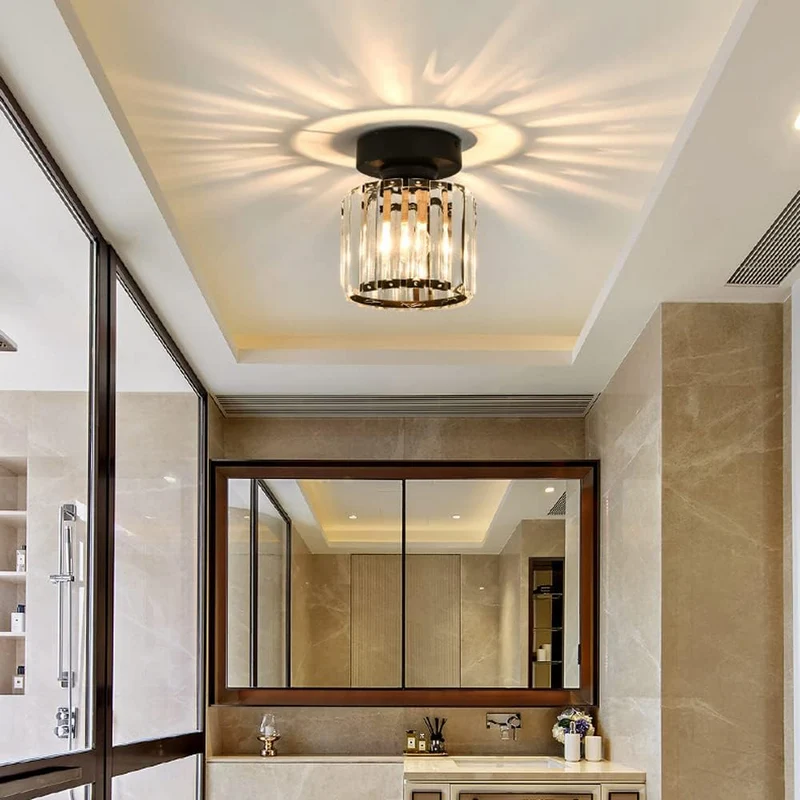 Kilon plafondlamp kristal kubus messing plafond hal woonkamer slaapkamer moderne verlichting compact | Sansoti