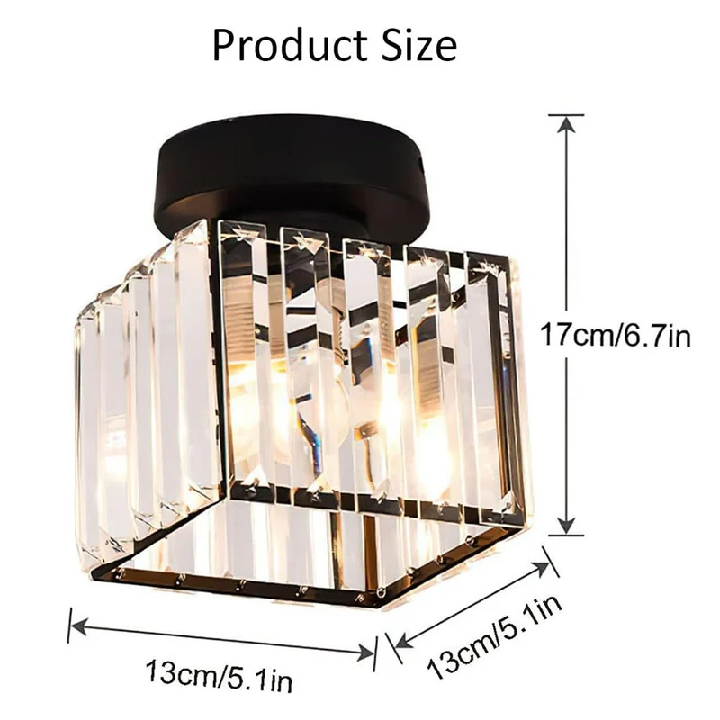 Kilon plafondlamp kristal kubus messing plafond hal woonkamer slaapkamer moderne verlichting compact | Sansoti
