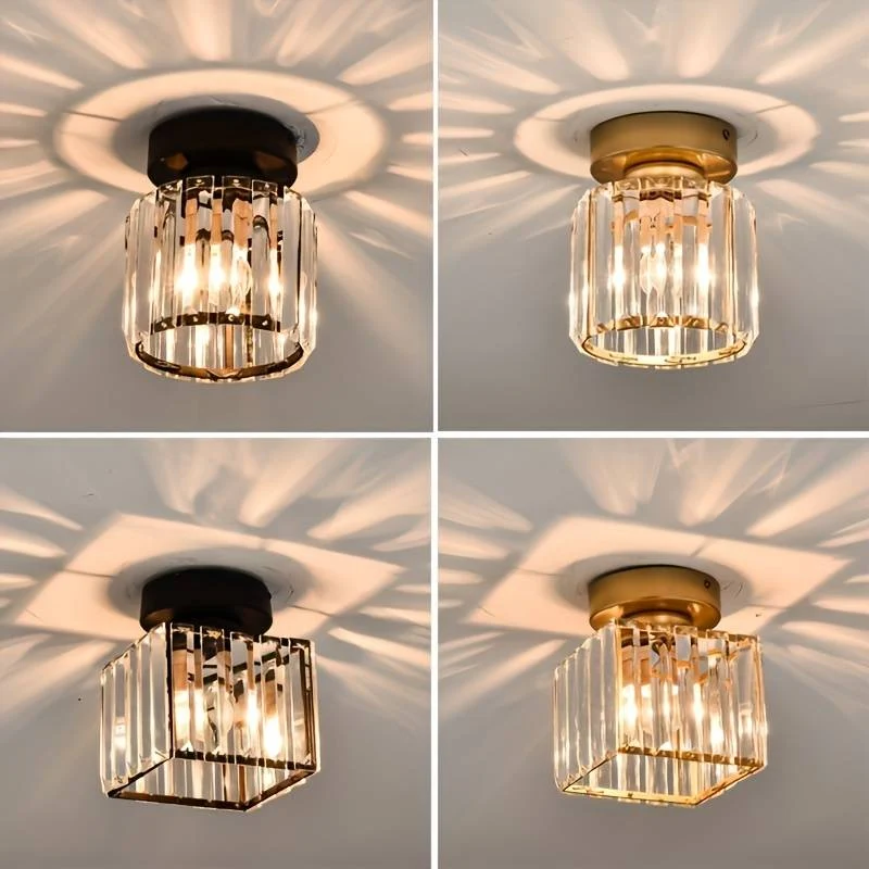 Kilon plafondlamp kristal kubus messing plafond hal woonkamer slaapkamer moderne verlichting compact | Sansoti