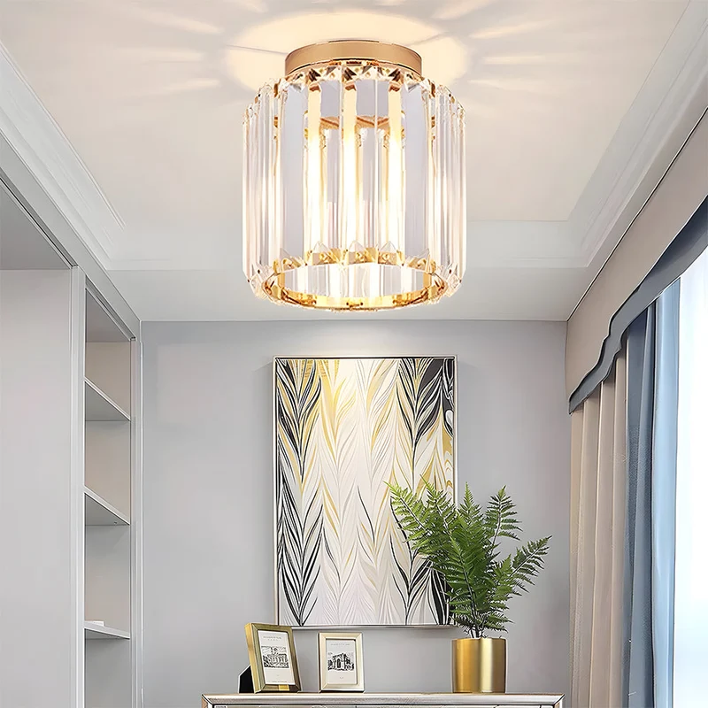 Kilon plafondlamp kristal kubus messing plafond hal woonkamer slaapkamer moderne verlichting compact | Sansoti