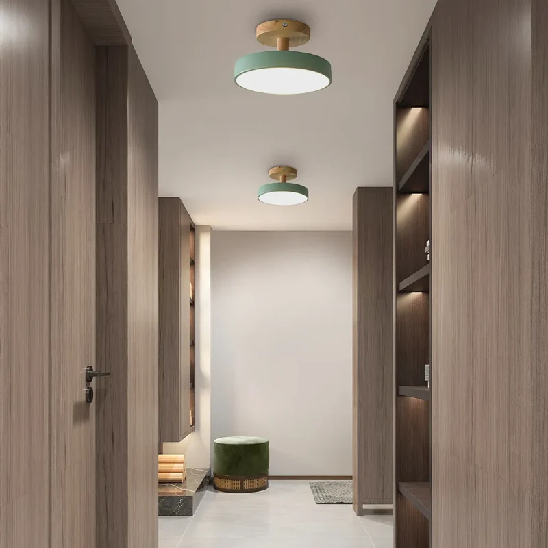 Pedol plafondlamp LED 12W hout groen plafondlamp slaapkamer hal Scandinavisch design moderne verlichting kleine ruimtes | Sansoti