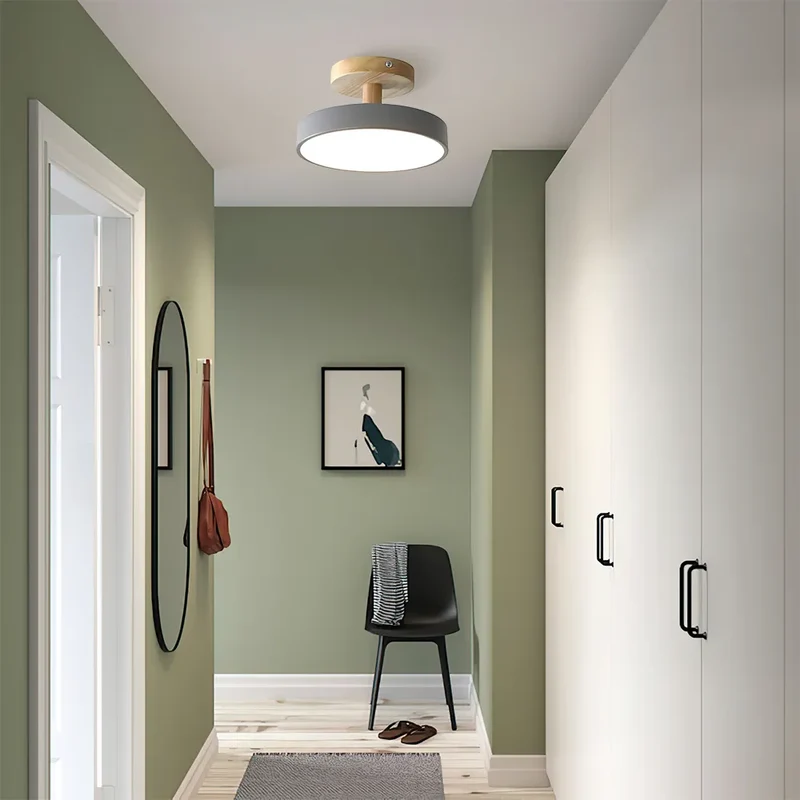 Pedol plafondlamp LED 12W hout groen plafondlamp slaapkamer hal Scandinavisch design moderne verlichting kleine ruimtes | Sansoti