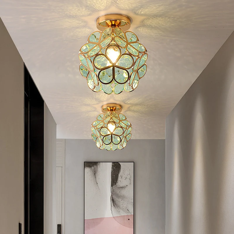 Floyem Flower Plafondlamp 20cm Acryl Goud Gang Slaapkamer Bloemdesign Verlichting Compacte Plafondlamp Hal Lamp | Sansoti