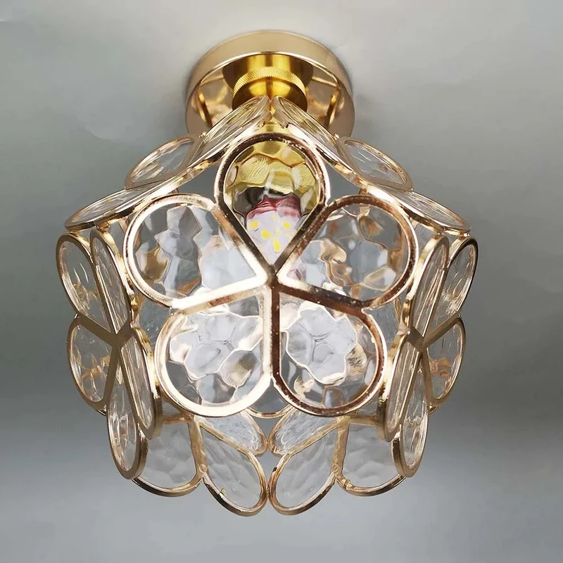 Floyem Flower Plafondlamp 20cm Acryl Goud Gang Slaapkamer Bloemdesign Verlichting Compacte Plafondlamp Hal Lamp | Sansoti