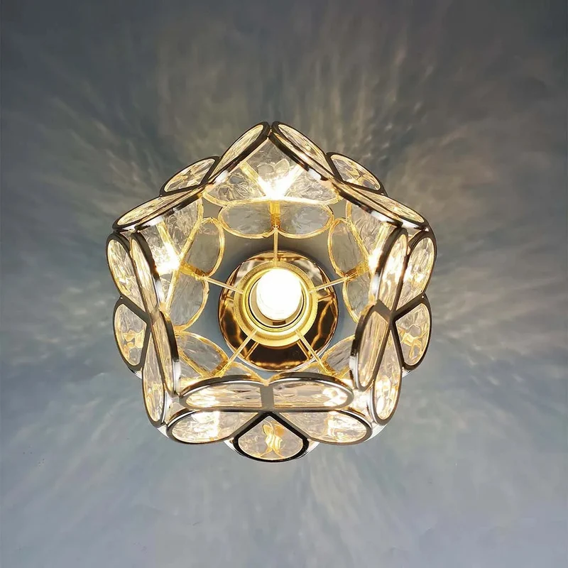 Floyem Flower Plafondlamp 20cm Acryl Goud Gang Slaapkamer Bloemdesign Verlichting Compacte Plafondlamp Hal Lamp | Sansoti