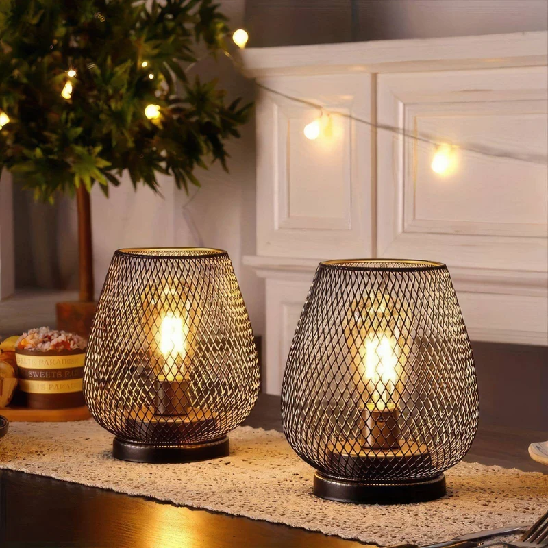 Tafellamp Draadloos Oplaadbaar Metaal Gaas Warm Wit LED Sfeerverlichting Binnen Buiten | Sansoti