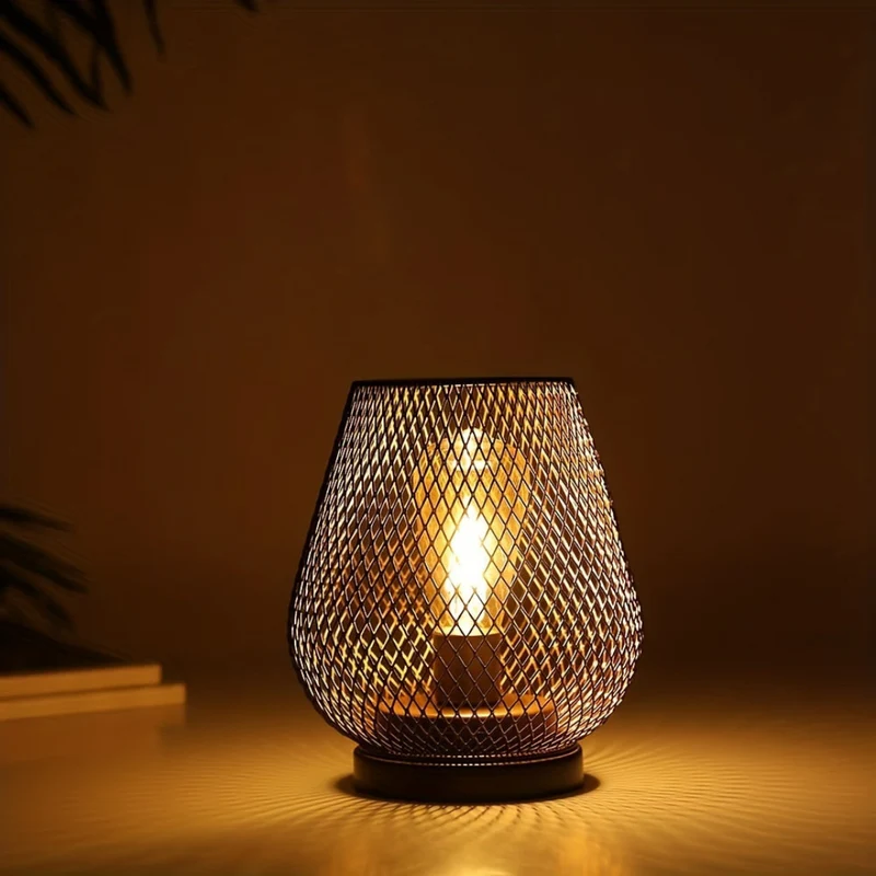 Tafellamp Draadloos Oplaadbaar Metaal Gaas Warm Wit LED Sfeerverlichting Binnen Buiten | Sansoti