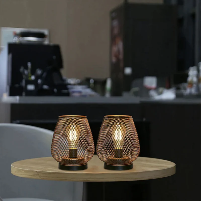 Tafellamp Draadloos Oplaadbaar Metaal Gaas Warm Wit LED Sfeerverlichting Binnen Buiten | Sansoti