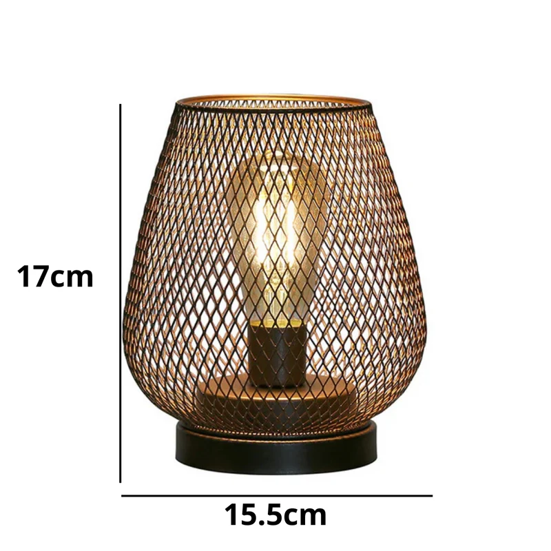 Tafellamp Draadloos Oplaadbaar Metaal Gaas Warm Wit LED Sfeerverlichting Binnen Buiten | Sansoti