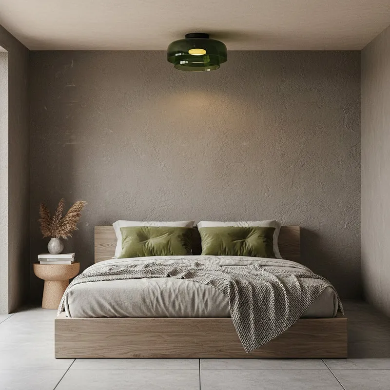 Plafondlamp Gelaagd Glas Metaal Zwart Groen Rookgrijs Oranje LED 32-42cm 3 Lichtkleuren | Sansoti