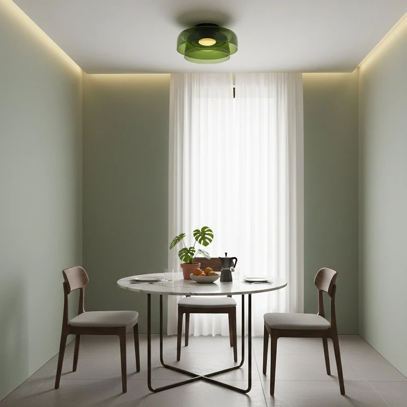 Plafondlamp Gelaagd Glas Metaal Zwart Groen Rookgrijs Oranje LED 32-42cm 3 Lichtkleuren | Sansoti