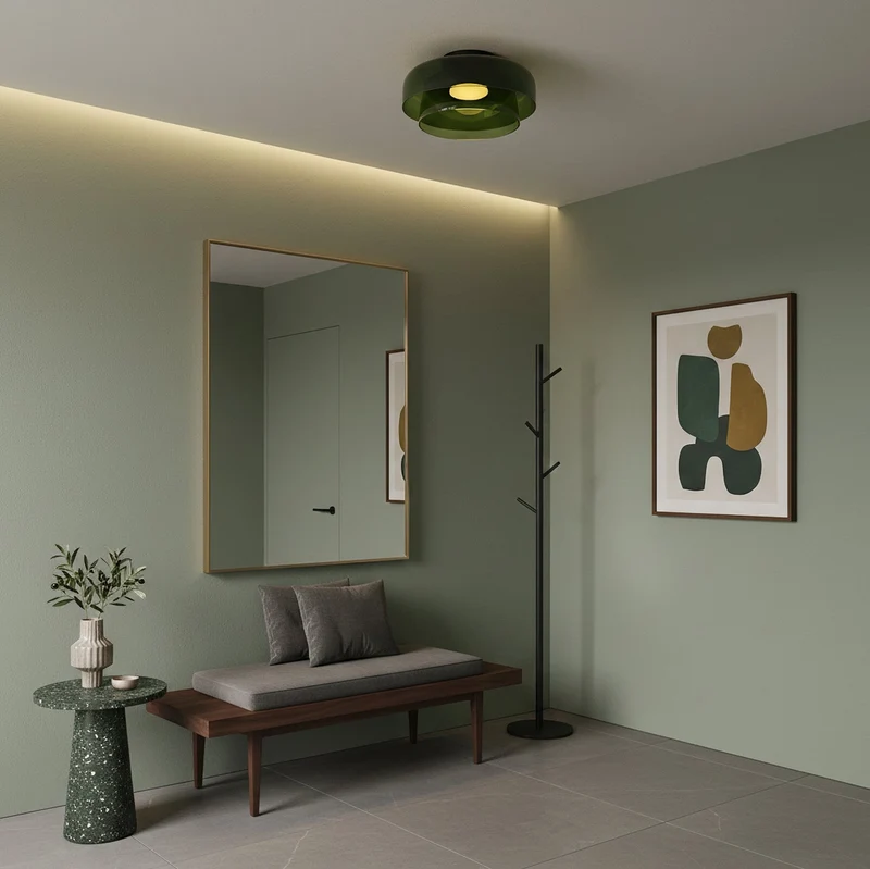 Plafondlamp Gelaagd Glas Metaal Zwart Groen Rookgrijs Oranje LED 32-42cm 3 Lichtkleuren | Sansoti