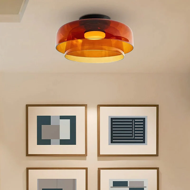 Plafondlamp Gelaagd Glas Metaal Zwart Groen Rookgrijs Oranje LED 32-42cm 3 Lichtkleuren | Sansoti