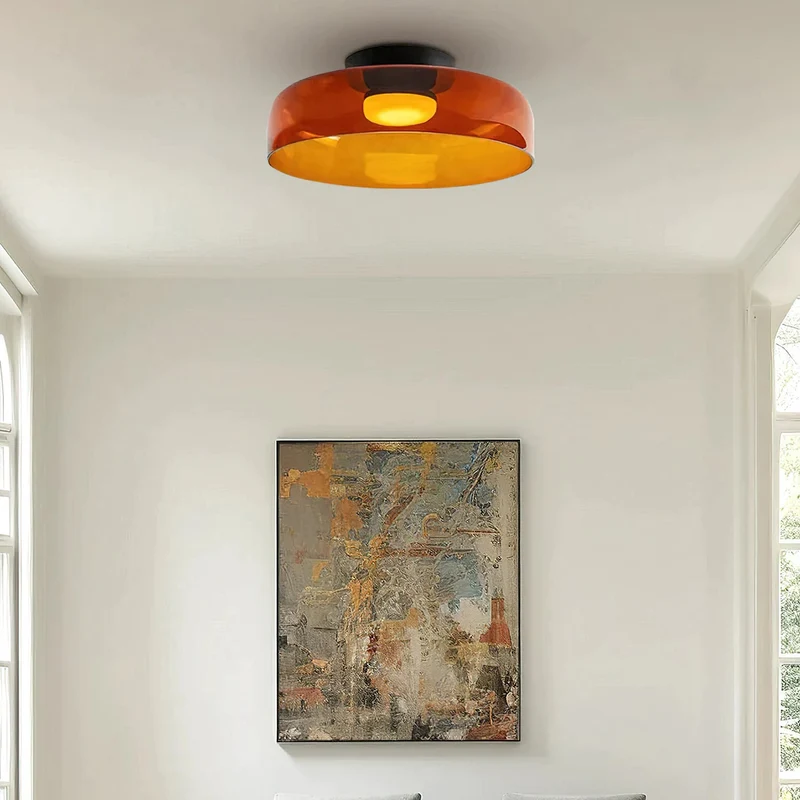 Plafondlamp Gelaagd Glas Metaal Zwart Groen Rookgrijs Oranje LED 32-42cm 3 Lichtkleuren | Sansoti